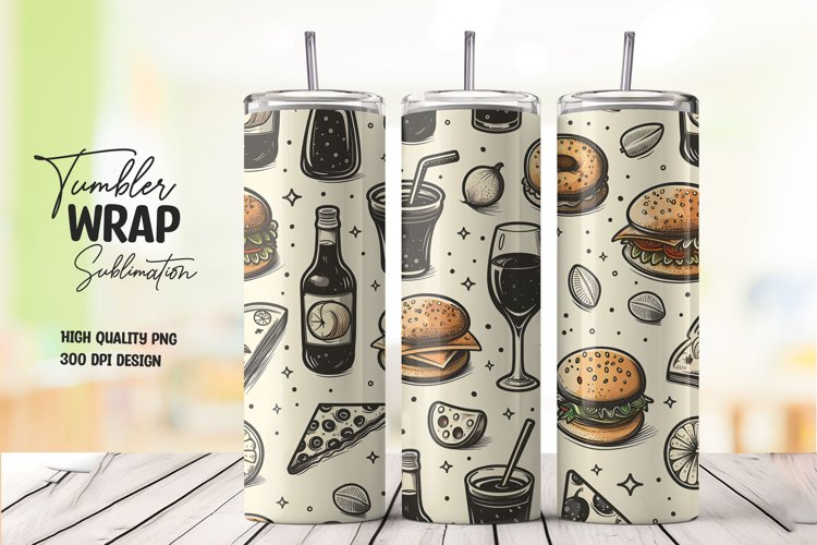 Food pattern tumbler wrap sublimation