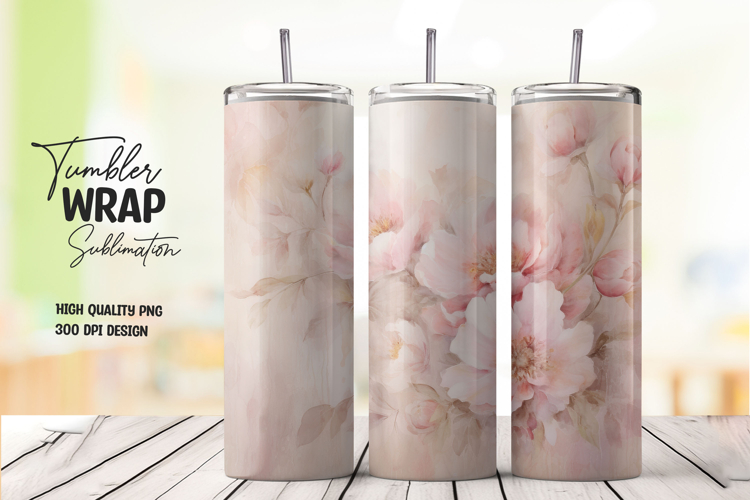 Soft Pink Floral Tumbler Wrap