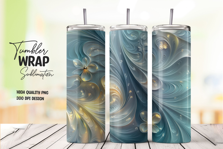 Teal Gold Swirl Floral Elegant Tumbler Wrap