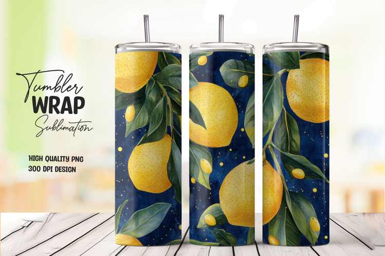 Blue Lemon Tumbler Wrap Sublimation