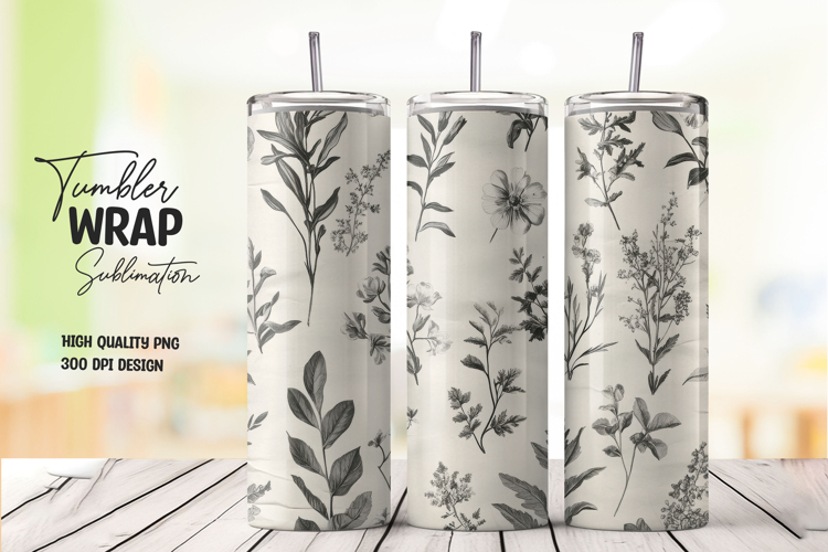 Floral Line Sketch Tumbler Wrap