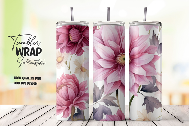 Purple Floral tumbler wrap png