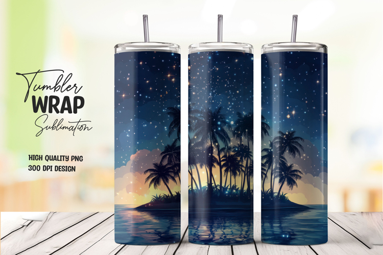 Night Sky Palm Trees Tumbler Wrap