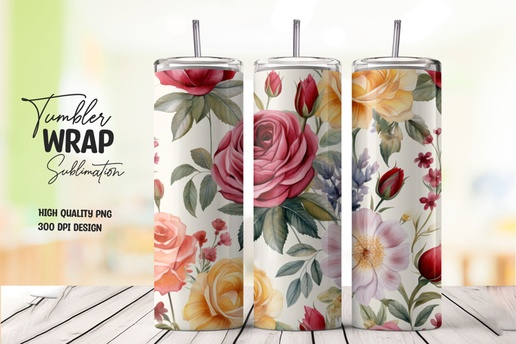 Orange Blossom Floral Tumbler Wrap