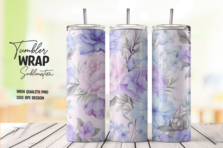 Soft Purple Floral Tumbler Wrap
