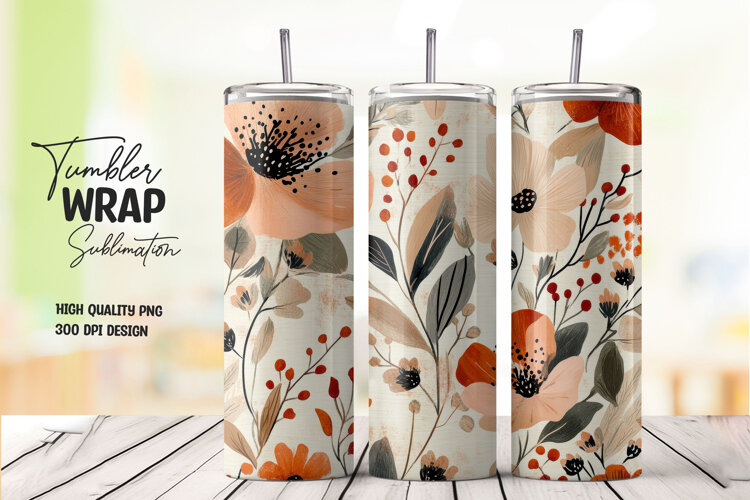 Abstract Floral Tumbler Wrap png example image 1