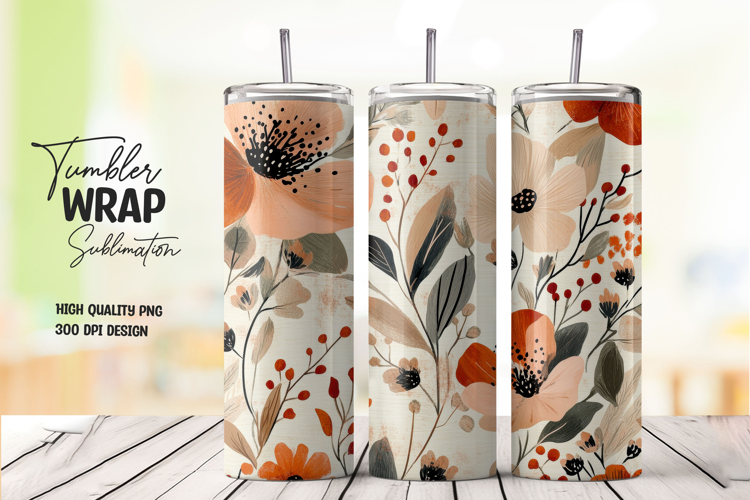 Abstract Floral Tumbler Wrap png