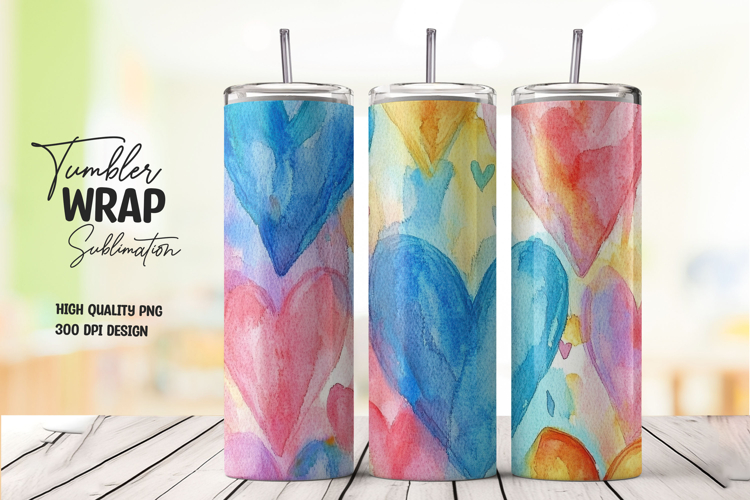 Blue Abstract Hearts 20oz Tumbler Wrap