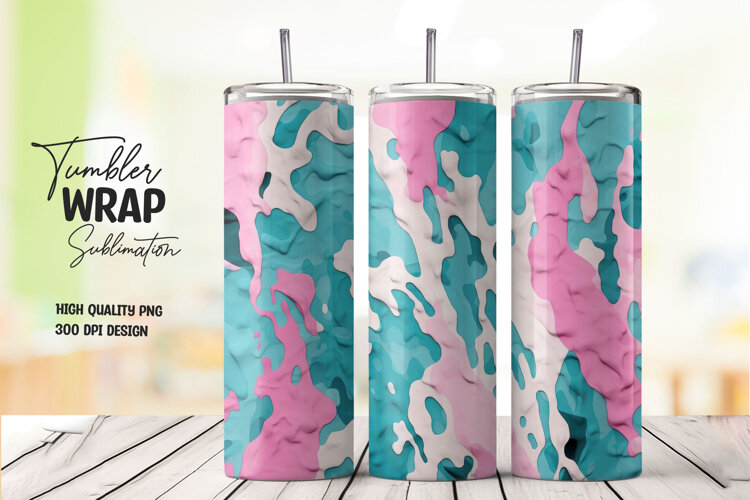 Aqua Pink Cloud Tumbler Wrap example image 1