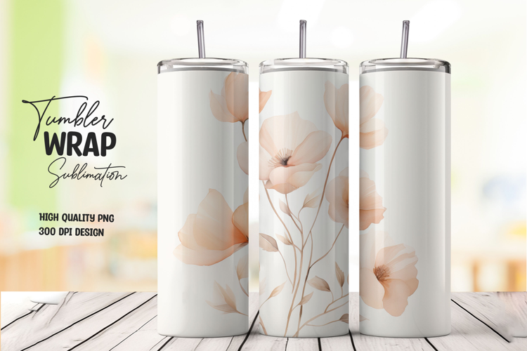 Watercolor Floral tumbler wrap png