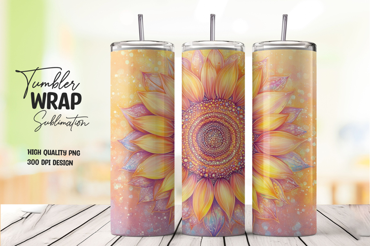 Sunflower and Boho Tumbler Wrap PNG