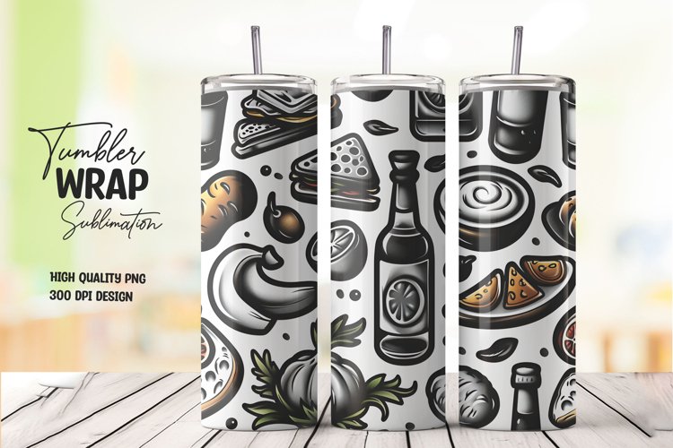Food pattern tumbler wrap sublimation example image 1