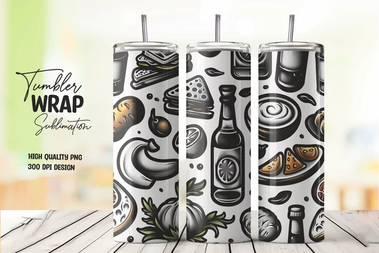 Food pattern tumbler wrap sublimation