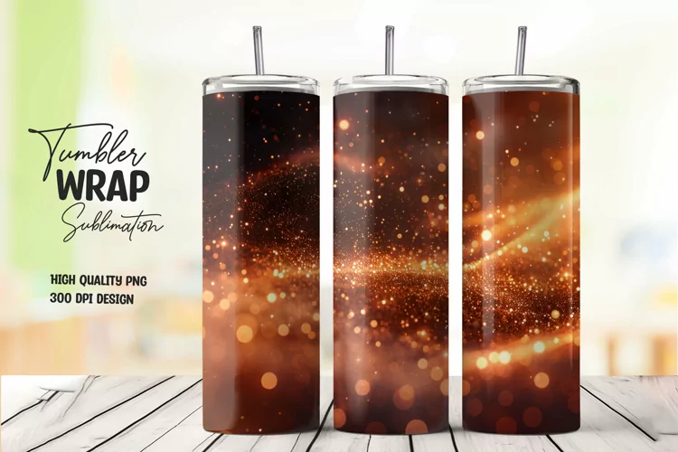 Golden glitter tumbler wrap sublimation