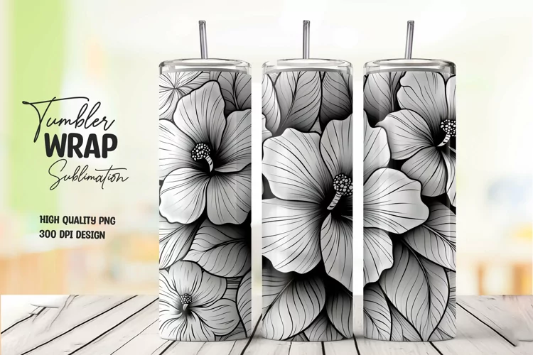 Floral Pattern Tumbler Wrap Sublimation Design