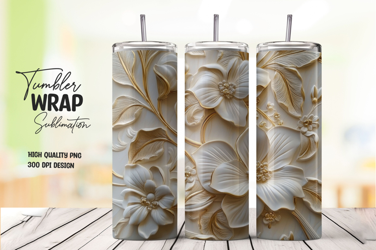 Beige Floral Petal Tumbler Wrap