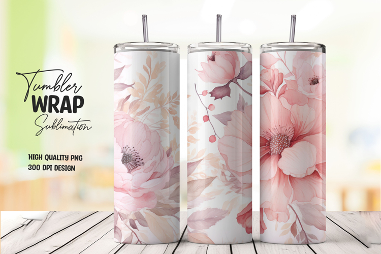 Soft Floral tumbler wrap png