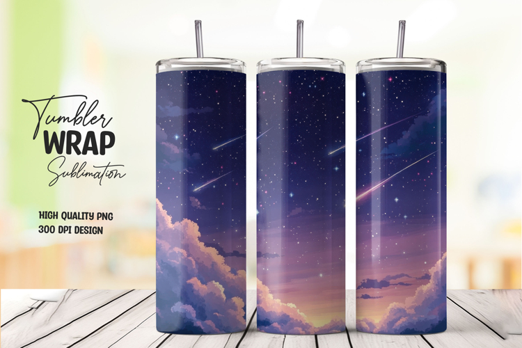 Purple Dream Clouds 20oz Tumbler Wrap Sublimation PNG