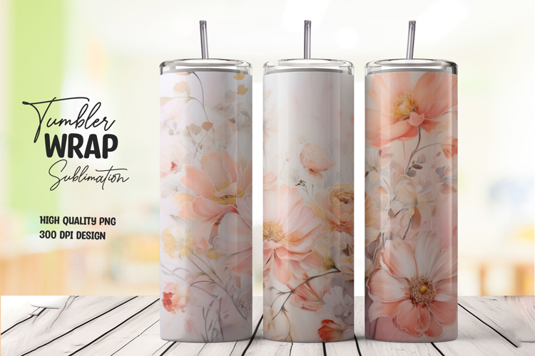 Beige Blossom tumbler wrap png