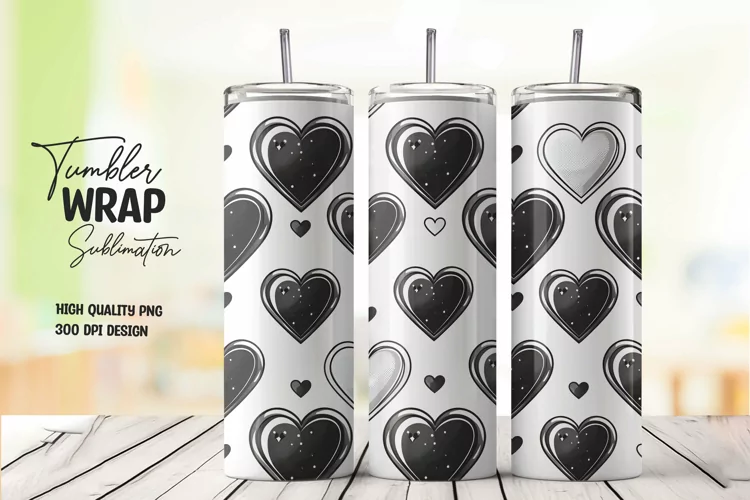 Heart semaless pattern tumbler wrap sublimation