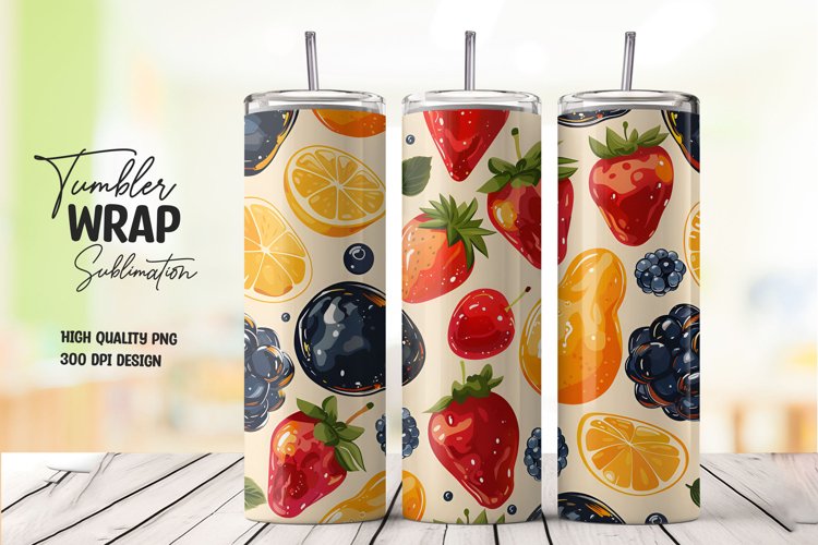 Fruit pattern tumbler wrap sublimation