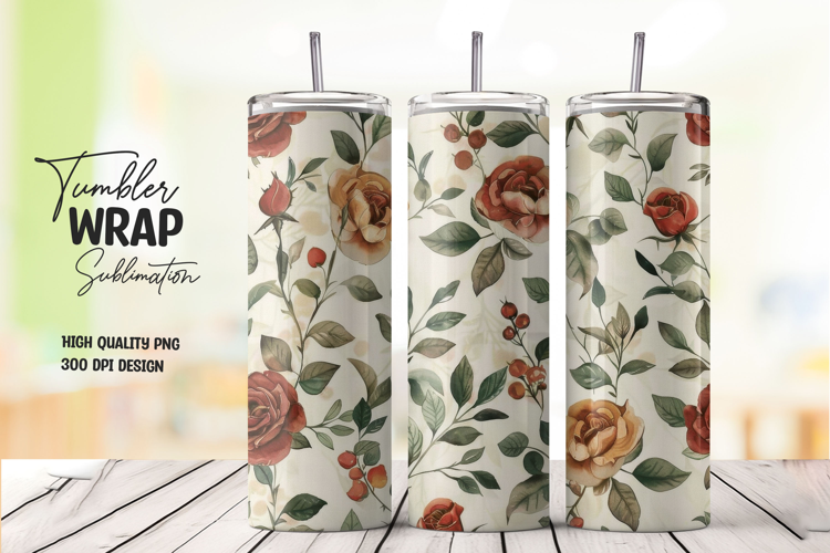 Rustic Floral tumbler wrap png