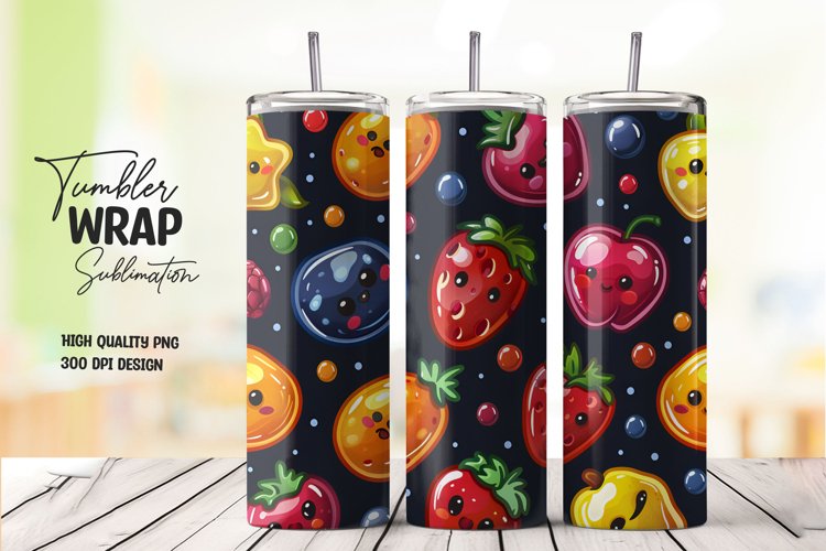 Fruits pattern tumbler wrap sublimation