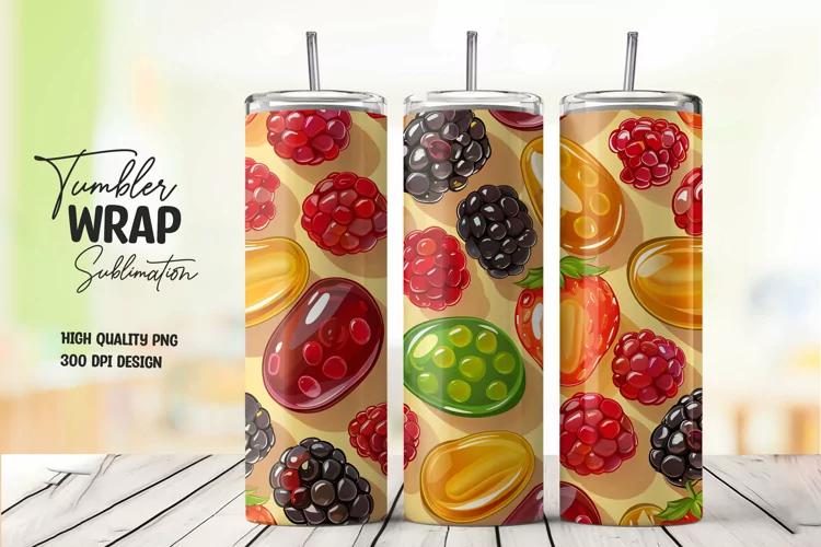 Fruits pattern tumbler wrap sublimation