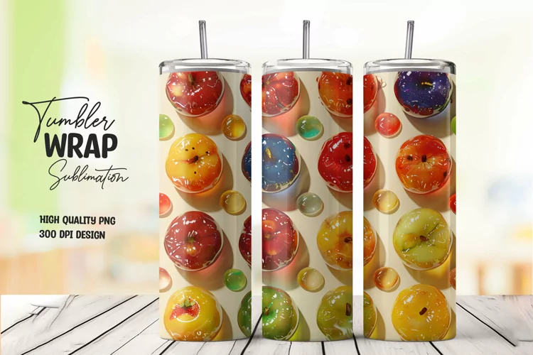 Fruits pattern tumbler wrap sublimation