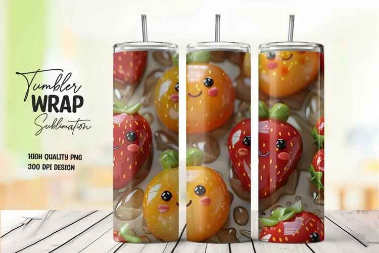 Fruits pattern tumbler wrap sublimation