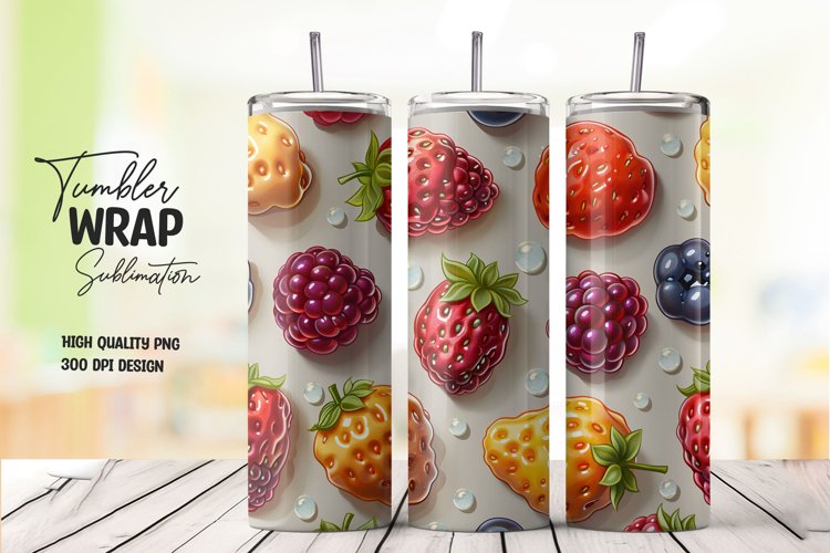 Fruits pattern tumbler wrap sublimation