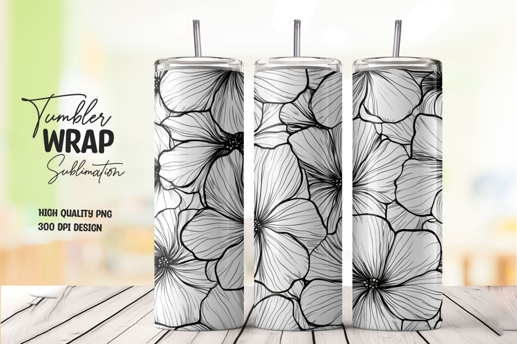 Hand Drawn Floral Tumbler Wrap