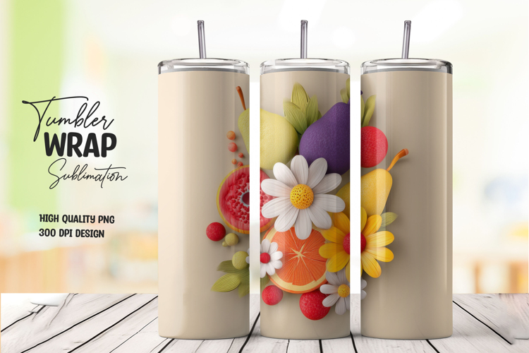 Cream Daisy Floral Garden Tumbler Wrap