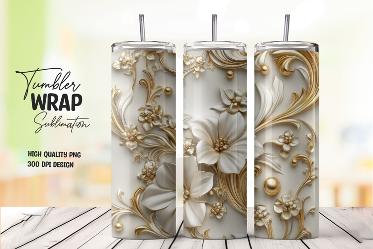Golden Flower Luxury Tumbler Wrap
