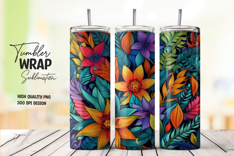 Tropical Floral Colorful Tumbler Wrap
