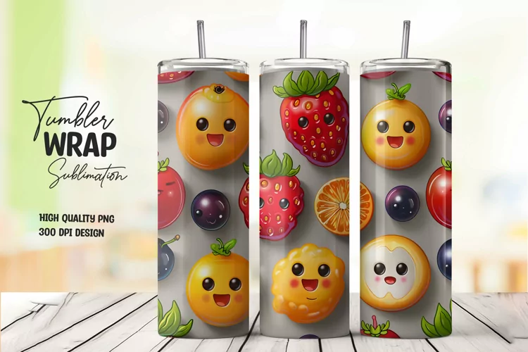Fruits pattern tumbler wrap sublimation
