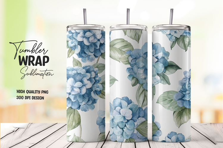 Blue Floral tumbler wrap png
