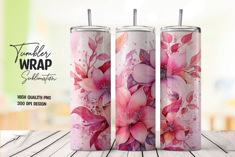 Pink Floral Tumbler Wrap