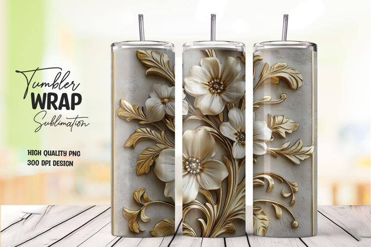 Metallic Floral Embossed Tumbler Wrap
