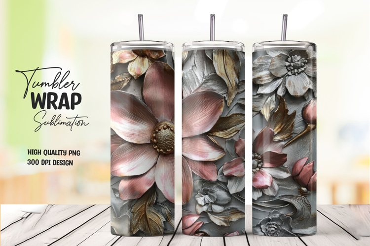 Neutral Floral Tumbler Wrap