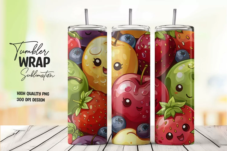 Fruit pattern tumbler wrap sublimation