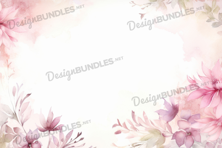 Watercolor Pink flower Frame background