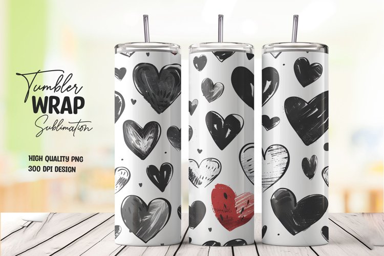 Heart semaless pattern tumbler wrap sublimation example image 1