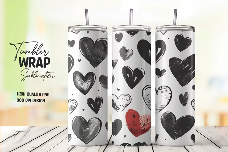 Heart semaless pattern tumbler wrap sublimation