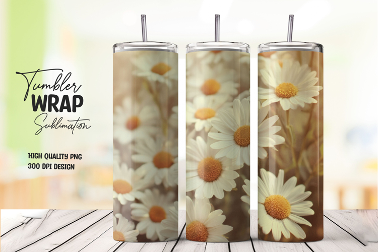 Daisy Rustic tumbler wrap png