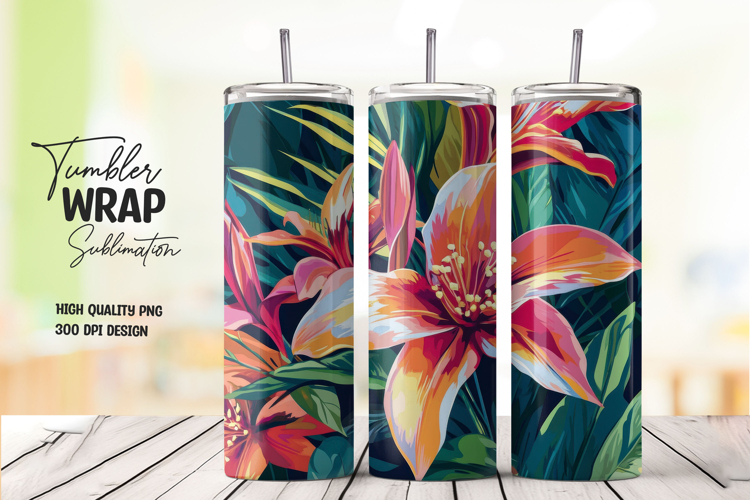 Tropical Lily tumbler wrap png