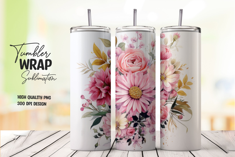 Pink Blossom Floral Tumbler Wrap
