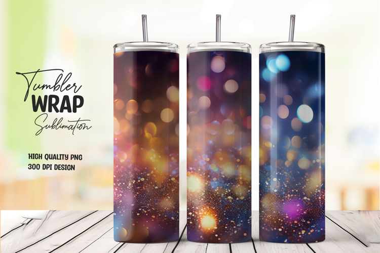 Colorful Bokeh Lights 20oz Tumbler Wrap Sublimation PNG