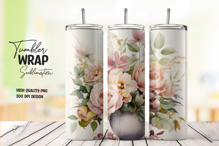 Floral Serenity tumbler wrap png