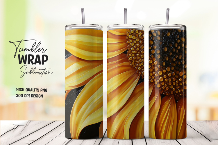 Rustic Sunflower tumbler wrap png